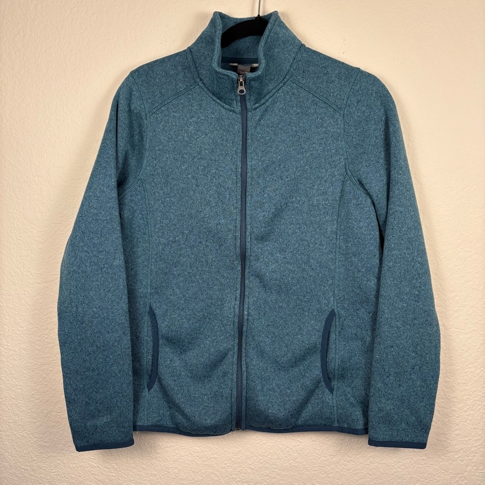 Eddie Bauer Women's Blue Knit Jacket w/Pockets Full Zip Medium